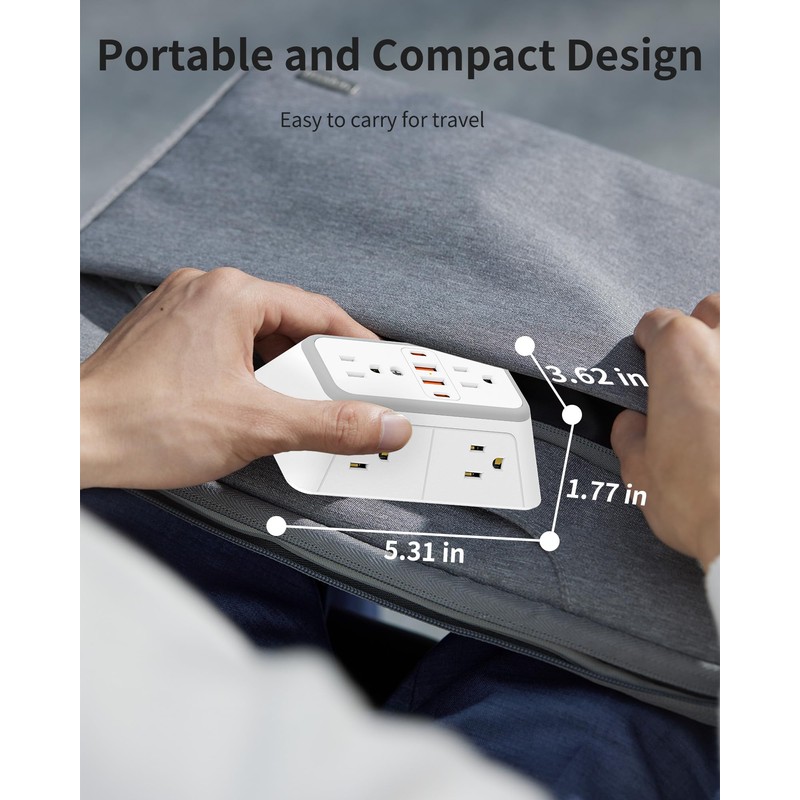 Outlet Extender 6 AC Surge Protection 1050J,Wall Charger 2 USB