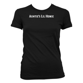 Middle of the Road Auntie's Lil Homie - Women's Comfortable Junior Cut T-Shirt CP05 Black