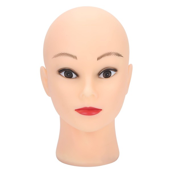 Wig Head Stand, Bald Mannequin Life Size Practice Doll Head Model for Beauty Students Practice Hats Glasses Jewelry