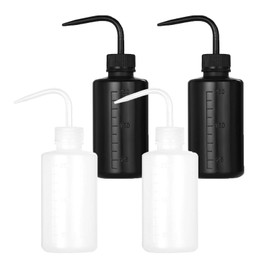 Ruicoo Wash Bottles 4Pcs 250ml Safety Cleaning Bottle Watering Tool Plastic Squeeze Bottle for Medical Lab,Plant Irrigation Squeeze Sprinkler Bottle(White and Black)