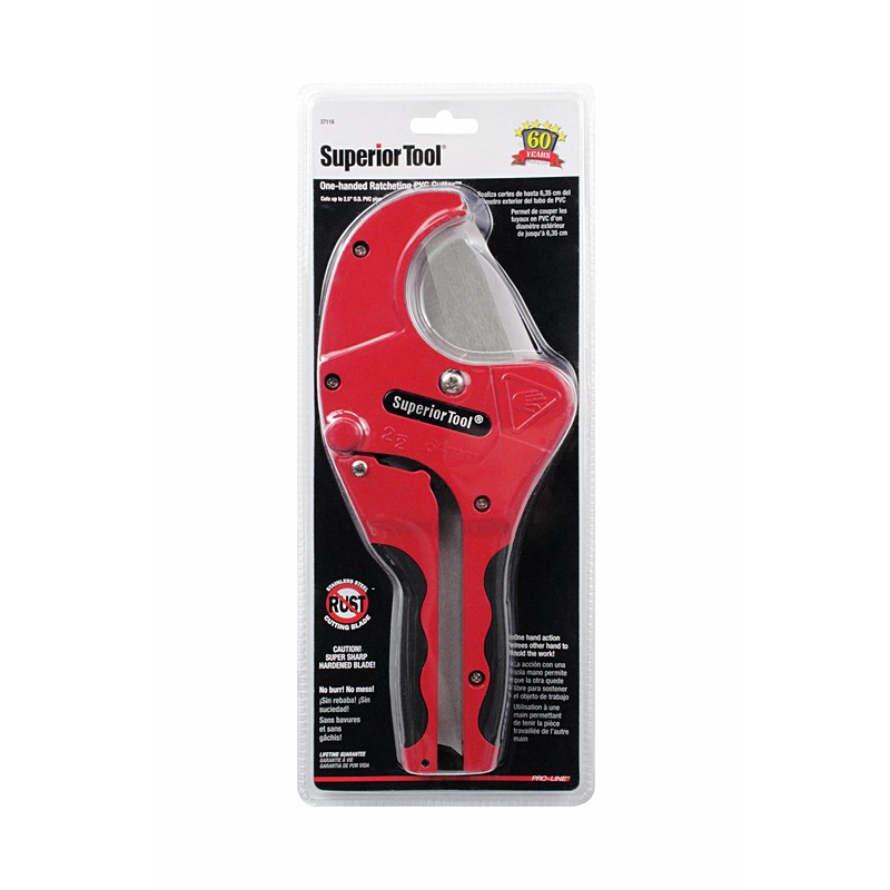 Superior Tool 37116 One-handed 2” PVC Ratcheting Cutter