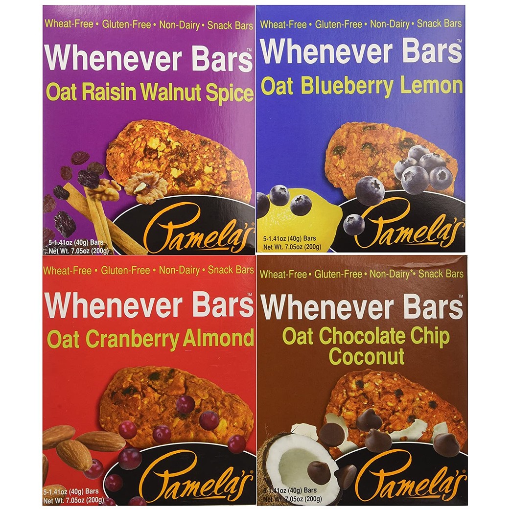Pamela's Products Gluten Free Whenever Bars, Variety Pack of 4 Flavors, 20 Bars Total