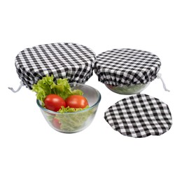 Juego de 3 fundas de tela de algodón reutilizables hechas a mano, dos capas de tela, color negro a cuadros