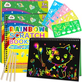 ZMLM Scratch Paper Art Craft: 2 Pack Rainbow Scratch Set for 3 4 5 6 7 8 9 10 Years Old Girls Boys Students Drawing Coloring Black Magic Art Supplies Kits Gifts School Birthday Party Toys(Classic)