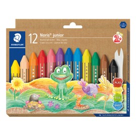 STAEDTLER Noris Junior 224 Wax Crayon, Perfect for Small Children's Hands, Extra Shatterproof, Case with 12 Colours, 224 C12