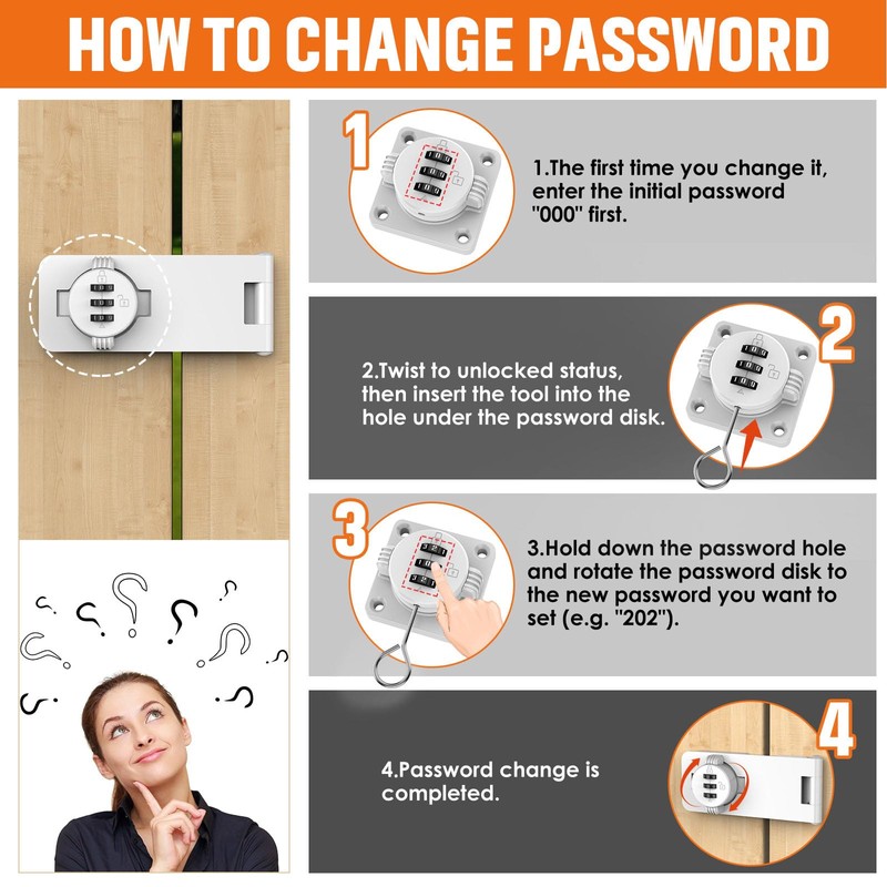 Keyless Cabinet Lock with Combination, Locker Code Lock with 3-Digit