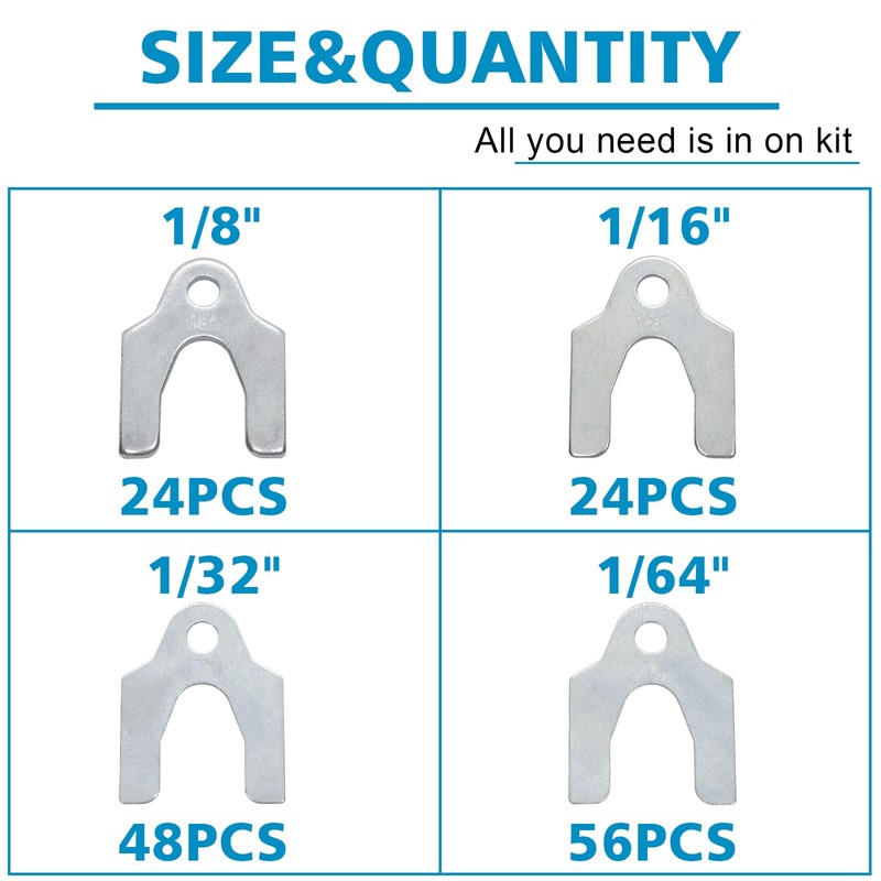 152 Pieces Auto Alignment Body Shims 1/16" 1/64" 1/32" 1/8"