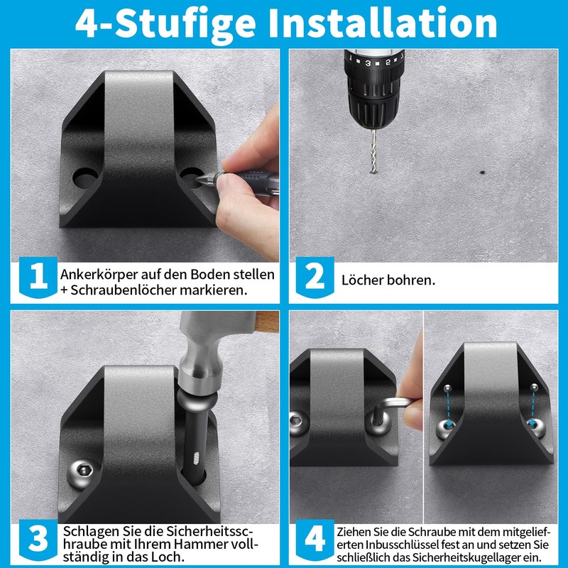 KHAMAL Bicycle Wall Anchor, Anti-Theft Device for Bicycles with Screws,
