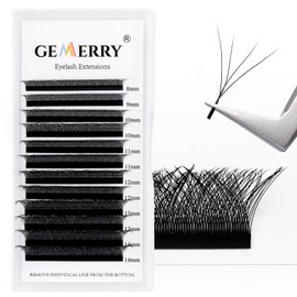 Gemerry Fadlash 0.07D-MIX8 - 14 mm Volume Eyelashes, 4D Pre-Fanned Eyelash Extensions, Easy Fan Lashes Volume Technology Cluster 0.07 mm Dcurl Mix 8-14 mm