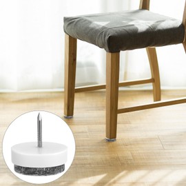 QWORK® Pack of 100 Felt Furniture Gliders, Diameter 24 mm, Felt Floor Protection, Grey Felt Pads with Screws for Chair Furniture