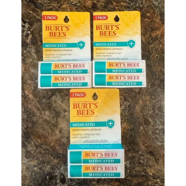 Burt's Bees 3X 2 PACK Burt's Bees NEW Medicated Moisturizing