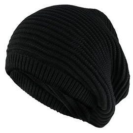 Armycrew Deep Crown Style Rasta 100% Cotton Beanie Hat - Black