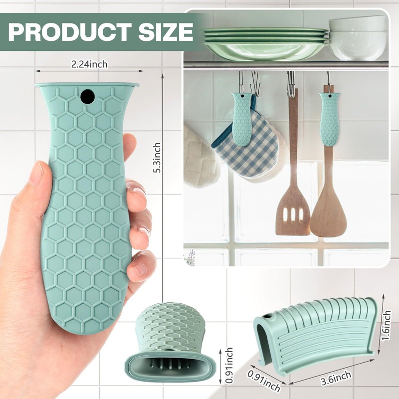 Patelai 8 Pcs Silicone Pot Holders Cast Iron Handle Cover