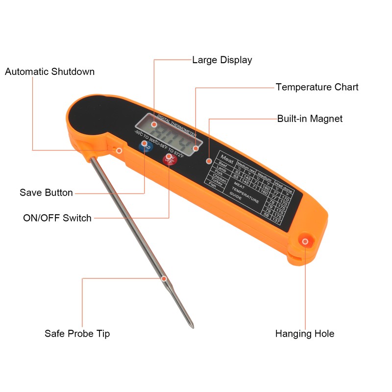 Waterproof Digital Meat Thermometer Instant Read Thermometer for Kitchen Outdoor
