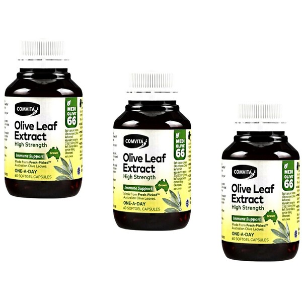3 x 60 Capsules COMVITA OLIVE LEAF EXTRACT High Strength Medi Olive 66 Immunity