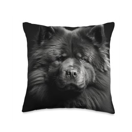 Dog Lover Black & White Chow Chow Throw Pillow