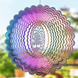 TFANUO Stainless Steel Wind Chime 3D Hanging Wind Spinner 25 cm Lightweight Rotating Kinetic Windmobile Window and Garden Decoration