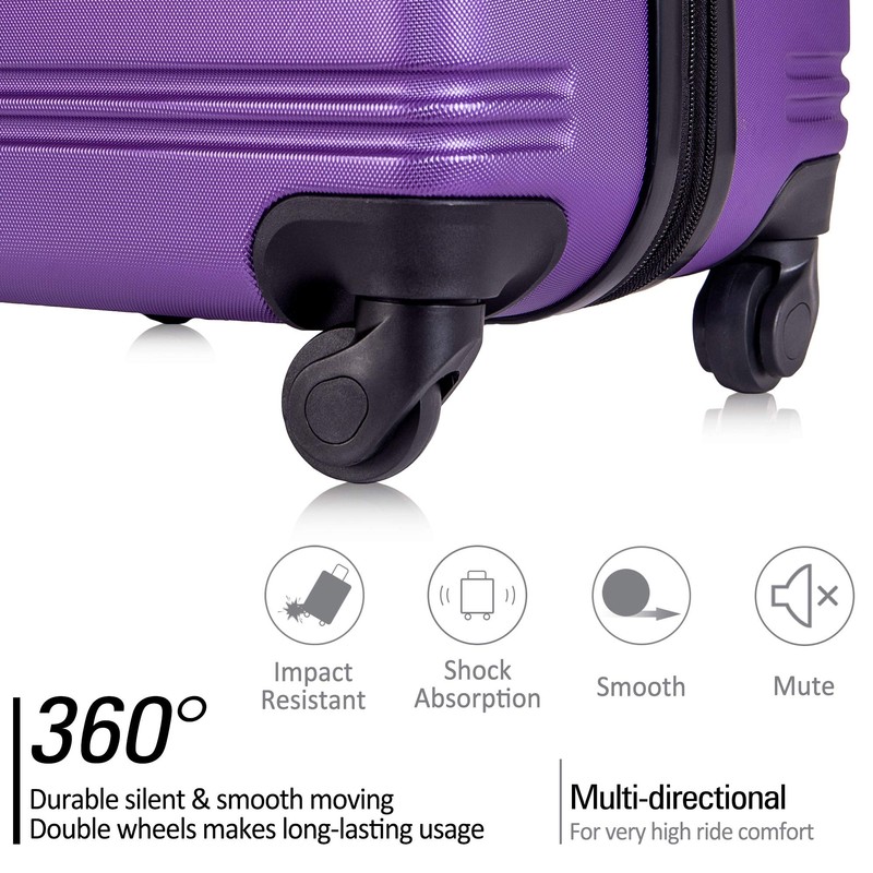 Merax 3 Piece Lightweight Hard Shell Travel Suitcase with 4