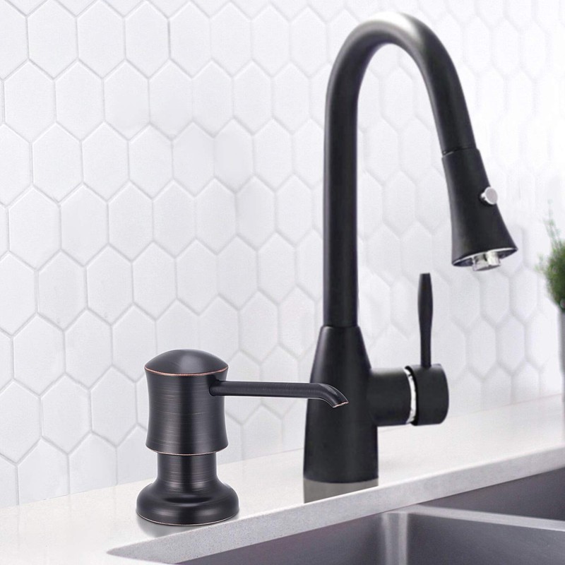 SAMODRA Sink Soap Dispenser for Kitchen Oil Rubbed Bronze Dish