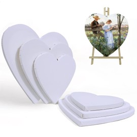 HOTOOLME Set of 6 Canvas for Painting, Heart-Shaped Stretcher Frame Set Made of 100% Cotton, Acid-Free, Acrylic Canvas, Heart Artist Canvas, Heart-Shaped Stretcher Frame for Acrylic and Oil Painting,