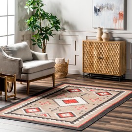 nuLOOM Grace Southwestern Machine Washable Area Rug, 7x9, Brown