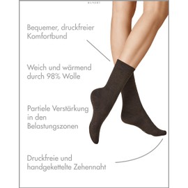 KUNERT Women's Wool Care Warm Socks, Brown-mel. 8210