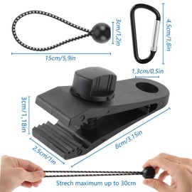 LOPYXBR 60 Piece Tarp Clips Set, 20 Pieces Tarpaulin Clips + 20 Bungee Bands with Ball + 20 Carabiner Clips, Tarpaulin Attachment, Tent Tarpaulin Clips, Tarpaulin Clips Set for Hammocks, Camping,