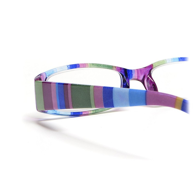 Calabria R576 Colorful Stripe Reading Glasses +1.50 Purple Women Trendy