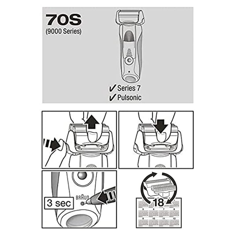 70S Series 7 Replacement Head for Braun Electric Foil Shaver,