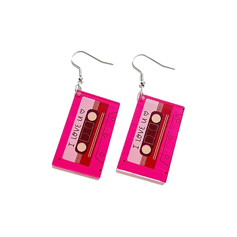 Colorful 70'S 80'S Cassette Tape Resin Acrylic Dangle Earrings for
