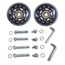 LOTOWELZON 2pcs Luggage Suitcase Replacement Wheels, 50mm Inline Outdoor Roller Skate Wheels with 8mm(0.31") Bearings 35mm 40mm Axles Wrenches Repair Set (OD50xTHK18mm/1.97"x0.7", Black&Clear)