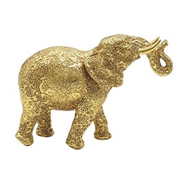 ICE ARMOR 15.5" W Gold Thai Elephant Statue Feng Shui Decoration Religious Figurine Office Desk/Home/Living Room/Table Decor, Perfect House Warming Gifts for New Home