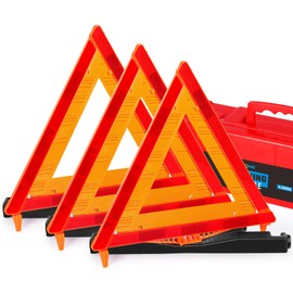 Noone Safety Triangles DOT Approved, 3 Pack Foldable Warning Reflective Triangles, US FMVSS 571 125 with Carrying Case, Heavy Base Emergency Roadside Triangles