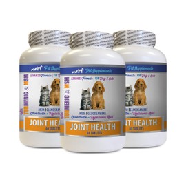 Dog Joint Supplement - Pets Turmeric Joint Health - for Dogs and Cats - Advanced Complex - Dog glucosamine sulfate - 3 Bottles (180 Tablets)