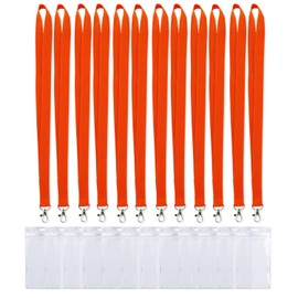 CANWELUX 12-Pack Orange Lanyard with ID Holder - Durable Neck Strap for Work Badges, School ID, Cruise Cards, Office & Events(Orange, 12PCS)