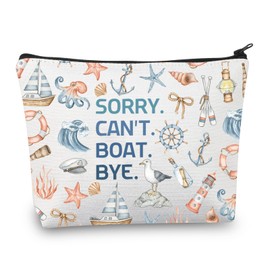 PLITI Sorry Can't Boat Bye Make Up Bag for Boat Lovers Gift Cruise Boat Nautical Anchor Sailing Boating Gift for Boat Owners, Boot Byeu, Fashionable