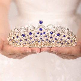 Wekicici Tiara de cristal corona de reina corona de diamantes de imitación tiara de princesa para mujer, corona de diamantes de imitación para novia, fiesta, concurso, corona de boda, accesorios para el cabello para novias (estilo 4)