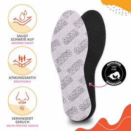 SULPO Acti Carbon Insoles with Activated Carbon Insoles for Men and Women, Anti-Sweat for Work Shoes and Wellington Boots, 4 Pairs