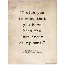 Romantic Quote Poster. Last Dream of My Soul, Tale of Two Cities, Charles Dickens Quote, Literary Print For School, Library, Office or Home