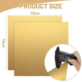 LALAGO Pack of 2 15 x 15 cm Brass Sheets, 0.5 mm Thick Brass Plates with Film Attached, Golden Copper Sheet, Corrosion Resistant, No Scratches for DIY Cutting Crafts Making