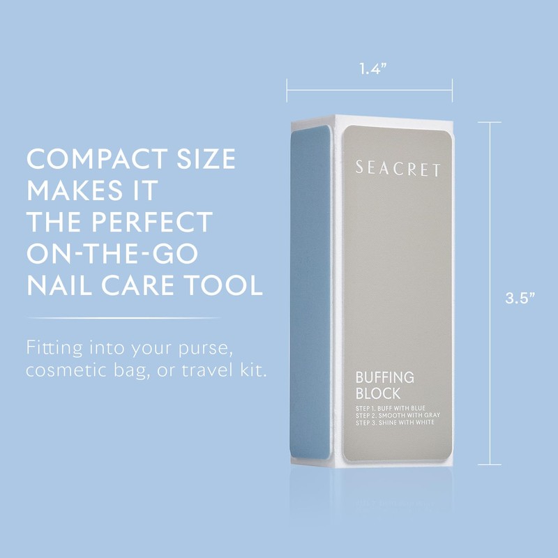 SEACRET Minerals Professional Nail Buffing Block, 3 Ways Buffing Block