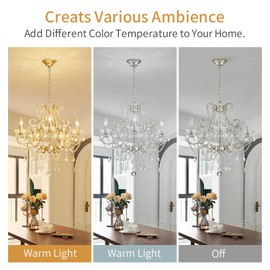 Crystal Chandelier, 5-Light Modern Chandelier for Dining Room Light Fixture, Nickel Finish Pendant Ceiling Light Fixture, Modern Candle Chandelier for Living Room Kitchen Island Entryway Bedroom
