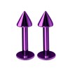 2Pcs Titanium G23 Anodized Purple 16 gauge 1/4 6mm Labret