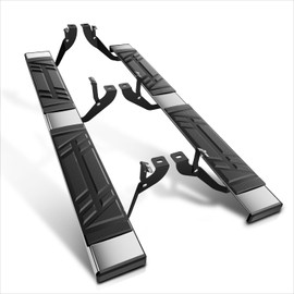 PM PERFORMOTOR 6.5" Running Boards Compatible with Chevy Silverado GMC Sierra 1500 2500 3500 Standard Cab 1999-2014, Pair of Stainless Steel Side Rails Step Bars with 6 pcs Brackets, Polished Black