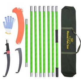 Grefinity Pole Saws for Tree Trimming, 27 FT Manual tree purner with 8-Section Fiberglass Handle, Sharp steel Blade, Easy to Carry and Lightweight Extendable Design for Tree Maintenance, Green
