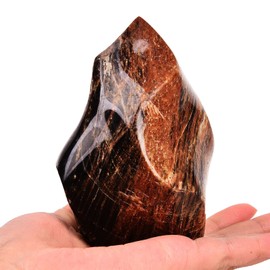 AMOYSTONE Black Moonstone Flame Shaped Towers Large Healing Crystal Stone Home Decor 1.0-1.5LBS