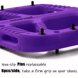 BOWOD MT Bike Pedals, Light BMX MTB Pedals w Wide Nylon Composite Pedals' Platform, Gravel Bike Pedals Flat, Bicycle Pedals w 12Pins, Non-Slip Pedals w 9/16" Cr-Mo Spindle 2Bearings for Mountain Bike