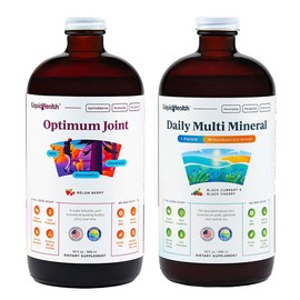 LIQUIDHEALTH Optimum Joint Glucosamine Chondroitin Supplement & Daily Multi Mineral Liquid Multivitamin Bundle for Men & Women - Sea Trace Minerals, Bone & Joint Health, Immune Support, Vegan, Non-GMO