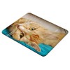 Fabulous Mauspad aus Kunstleder Red Tabby-Katze auf Blauem Tuch Lounging