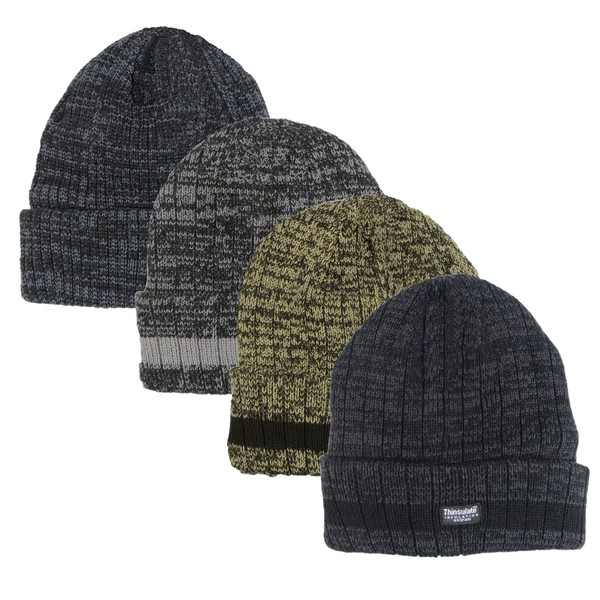Heatwave Pack of 2 Mens Knitted Thinsulate Insulated Thermal Beanie